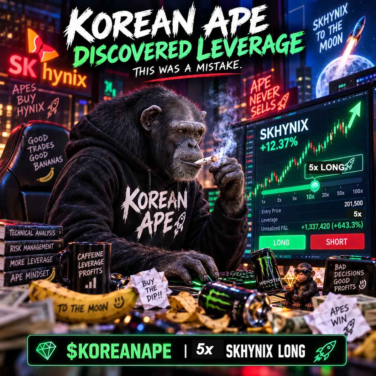 Korean Ape at the trading desk